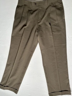 Pantalones de vestir para hombre Lauren Ralph Lauren 36x30 verde oliva plisados puños tiro 11 Foto 1 de 3