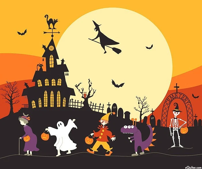 Mendigos Noche Tela Algodón Riley Blake Gatos Halloween Por Yarda Panel  Foto 1 de 1