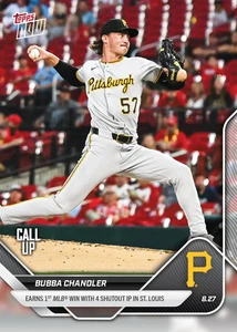 2025 MLB Topps Now Bubba Chandler RC "Earns 1st MLB Win w/4 Shutout IP" 617 - Picture 1 of 2