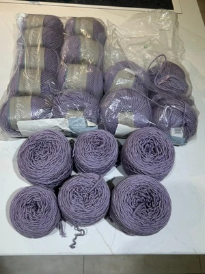 18 SKEINS MATCHED "SUBLIME CASHMERE MERINO SILK  ARAN" YARN LILAC PURPLE - Image 1 of 4