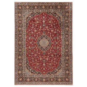 Kashan 398x275 Cm Alfombra Persa De Lana Oriental Roja - Imagen 1 de 10