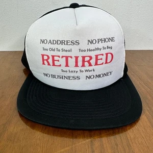 De colección Años 80 Segal 'Retirado' Malla Snapback Camionero Sombrero Malla Gorra Negra Divertida De Colección - Imagen 1 de 9