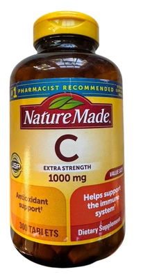 Comprimidos de vitamina C extra fortes feitos na natureza - 1000mg - 300 unidades - Ex: 6/27 - Imagem 1 de 4