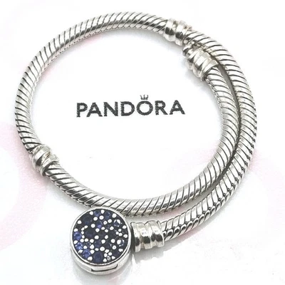 Pandora Moments Armband für Charms "Blauer Pavè Verschluß" 599288 ca 17cm Silber - Bild 1 von 4