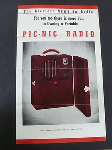 VINTAGE ORIGINAL PICNIC RADIO ADVERTISING PAMPHLET BROCHURE  - Picture 1 of 7