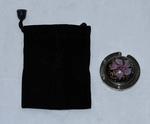 Stunning Lavender Flower Art Glass Purse Holder For Tabletop Hanging Convenience - Picture 1 of 6