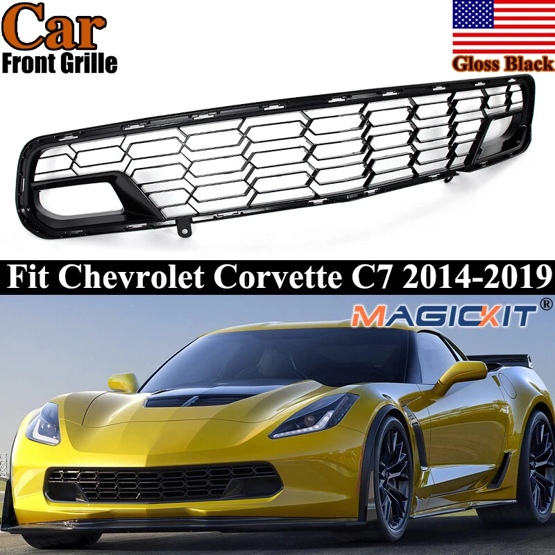 Gloss Black Front Lower Grille W/O Camera For Chevrolet Corvette C7 Z51 2014-19 - Image 1 of 4
