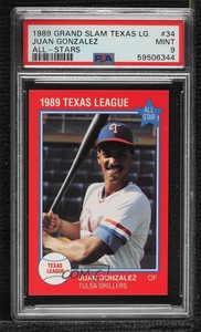 1989 Grand Slam Texas League All-Stars Juan Gonzalez #34 PSA 9 MINT