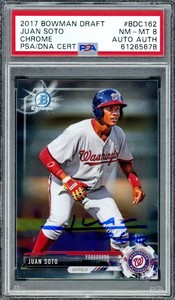 Juan Soto Autographed 2017 Bowman Draft Chrome RC PSA 8 PSA/DNA 61265678