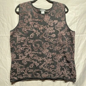 Brown Velvet Burnout Sleeveless Top Plus Sz 3X Black Sparkle Knit Whimsigoth - Picture 1 of 7