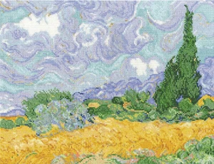 Counted Cross Stitch Kit ~ DMC Van Gogh's A Wheatfield with Cypresses #BL106771 - Picture 1 of 3