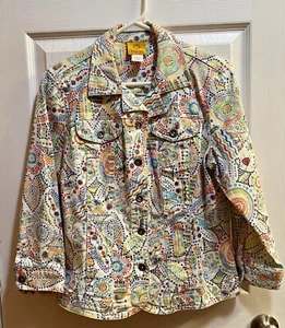 Chaqueta vaquera corta vintage Ruby Rd talla 8 brillante multi - Imagen 1 de 12