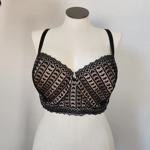 NWT Adore Me Nymphadora Contour Balconette Bra Underwire Black Heart Lace 38G - Picture 1 of 11
