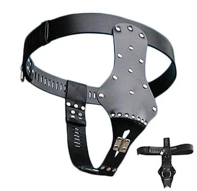 Faux Leather Locking Female Chastity Belt Device - Image 1 of 4