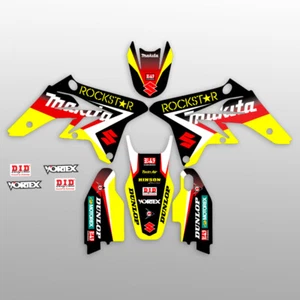 2007 - 2009 SUZUKI RMZ 250 KIT DE GRÁFICOS RMZ250 ROCKSTAR: KIT DE CALCOMANÍAS NEGRO/ROJO - Imagen 1 de 3