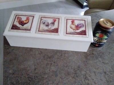 Country kitchen wooden box storage bits &pieces trinkets 33x12cm - Image 1 of 4