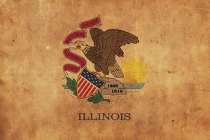 Vintage Illinois flag on canvas, Illinois, Flag, Wall Art, Illinois Photo, Illi - Picture 1 of 6