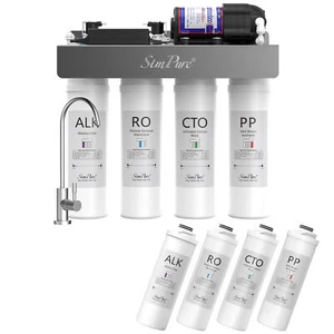Sistema de agua de ósmosis inversa SimPure WP2-400GPD 8 etapas pH alcalino + sin tanque - Imagen 1 de 13