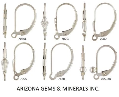 Sterling Silver.925 Lever Back Hook Ear Wires & French EarWires 6 Styles+4Pc-8Pc - Image 1 of 4