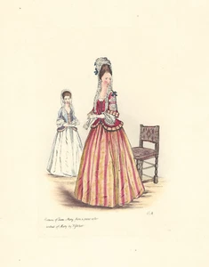 Grabado siglo XIX de "Disfraz de Reina María II" - Imagen 1 de 1