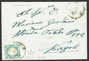 1861 Neapolitan Provinces 2g Blue Barletta to Napoli Part Contents Expertised - Picture 1 of 2