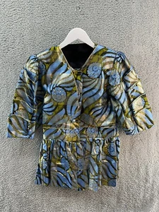 Handmade Costume Women's M Blue Swirl Button Up Top/Skirt EUC - Picture 1 of 5