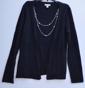 Elegant Croft & Barrow Black Top With Silver Beads & Chain accent Size Small - Picture 1 of 7