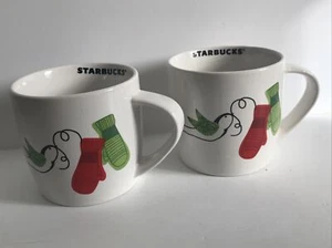 Set of 2 Starbucks Coffee Mug Christmas Nautical Sparrow Mittens Red Green 2011 - Bild 1 von 8