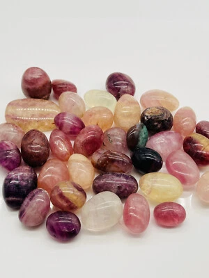 Trommelstein Regenbogen Fluorit AA Qualität Naturstein Heilstein 1kg Chakra Mix - Bild 1 von 4