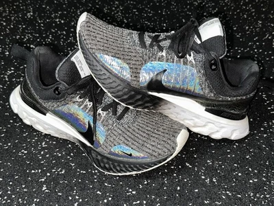 Nike Zapatos React Infinity Run Flyknit 3 Premium Negro Cebra Iridiscente Talla 8.5 Foto 1 de 4