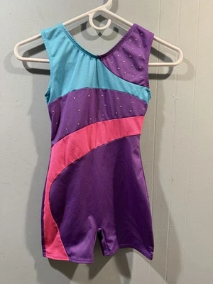 Biketard de gimnasia/danza estilo libre para niñas púrpura azul rosa talla grande (10/12) Foto 1 de 3