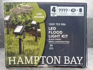 Hampton Bay 350 Lumen Black Plug-In LED Outdoor Landscape Flood Light (4-Pack) - Picture 1 of 9