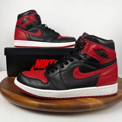 Tênis masculino tamanho 8 Air Jordan 1 retrô alto OG proibido criado 2016 One 555088-001 - Imagem 1 de 4