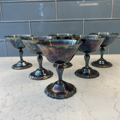 Set Of 6 Vintage Baroque By Wallace Silver Stemware Goblets, Model 224 - Image 1 of 4