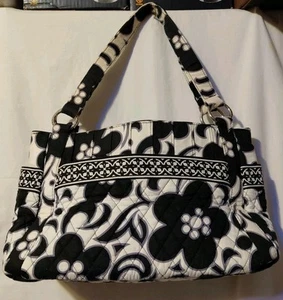 Vera Bradley Night And Day Floral Quilted Purse 12x9x6 Discontinued Black White - Picture 1 of 11