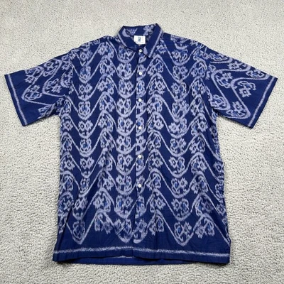 The Ritz Carlton Shirt Men's XXL Blue Button Up Geometric Bali Resort AOP - Image 1 of 4