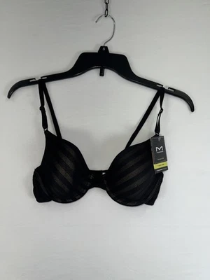 Sujetador Maidenform para mujer 34B negro malla a rayas con aros acolchado nailon spandex Foto 1 de 4