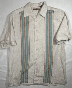 CUBAVERA Linen Shirt Men’s Large Cigar Beach Short Sleeve 100% Linen - Picture 1 of 4