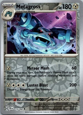 Metagross - Reverse Holo Uncommon SV05: Temporal Forces 115/162 NM - Image 1 of 2