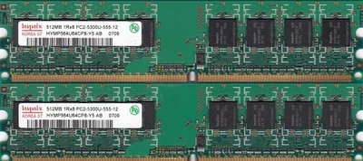 1GB 2x512MB PC2-5300 HYNIX DDR2-667 HYMP564U64CP8-Y5 AB Desktop Ram Memory Kit - Image 1 of 2
