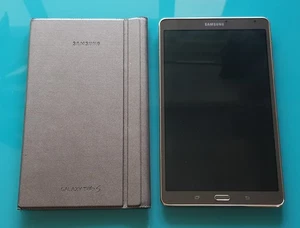 Samsung Galaxy Tab S 8.4 SM-T700 OLED 16GB Titanium Bronze Book Cover Bundle - Picture 1 of 14