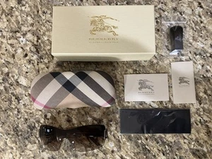 Burberry Women’s Sunglasses Silver Shield B 3043 1003/13 125 3N Plaid w/Case - Picture 1 of 24