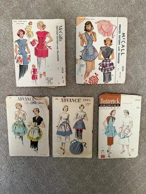Lot of 5 Vintage Misses Aprons Sewing Patterns 1950's CUT Advance McCall's - Image 1 of 2