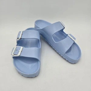Birkenstock Womens Light Blue Sandals With White Buckles Size 10 US 39 EUC 250lb - Picture 1 of 11