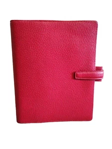 De colección Filofax A5 Pimlico Organizador Rojo Cuero Italiano Raro Regla Portatarjetas - Imagen 1 de 10