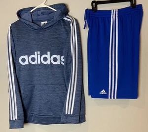 Lot of 2 Adidas Boys XL (18/20) Shorts + Lightweight Hoodie (EXCELLENT) - Picture 1 of 6