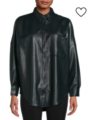 Camisa ASOS couro sintético manga longa abotoada média NOVA - Imagem 1 de 2