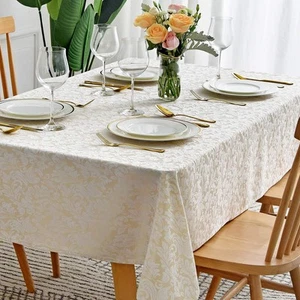 Jacquard Table Cloth Damask Pattern Spillproof Wrinkle Resistant Heavy Weight... - Picture 1 of 9