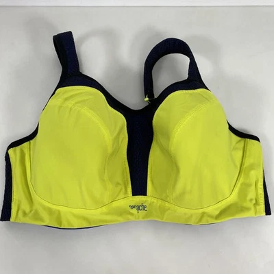 Sutiã esportivo feminino Panache 38E amarelo azul com aro alto impacto atlético 5021B - Imagem 1 de 4