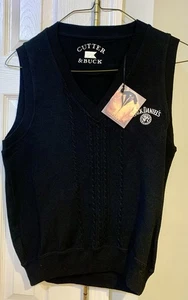 Cutter & Buck Jack Daniels vecchio n. 7 Maglione Nero Gilet Uomo Taglia S 100% Cotone - Foto 1 di 9